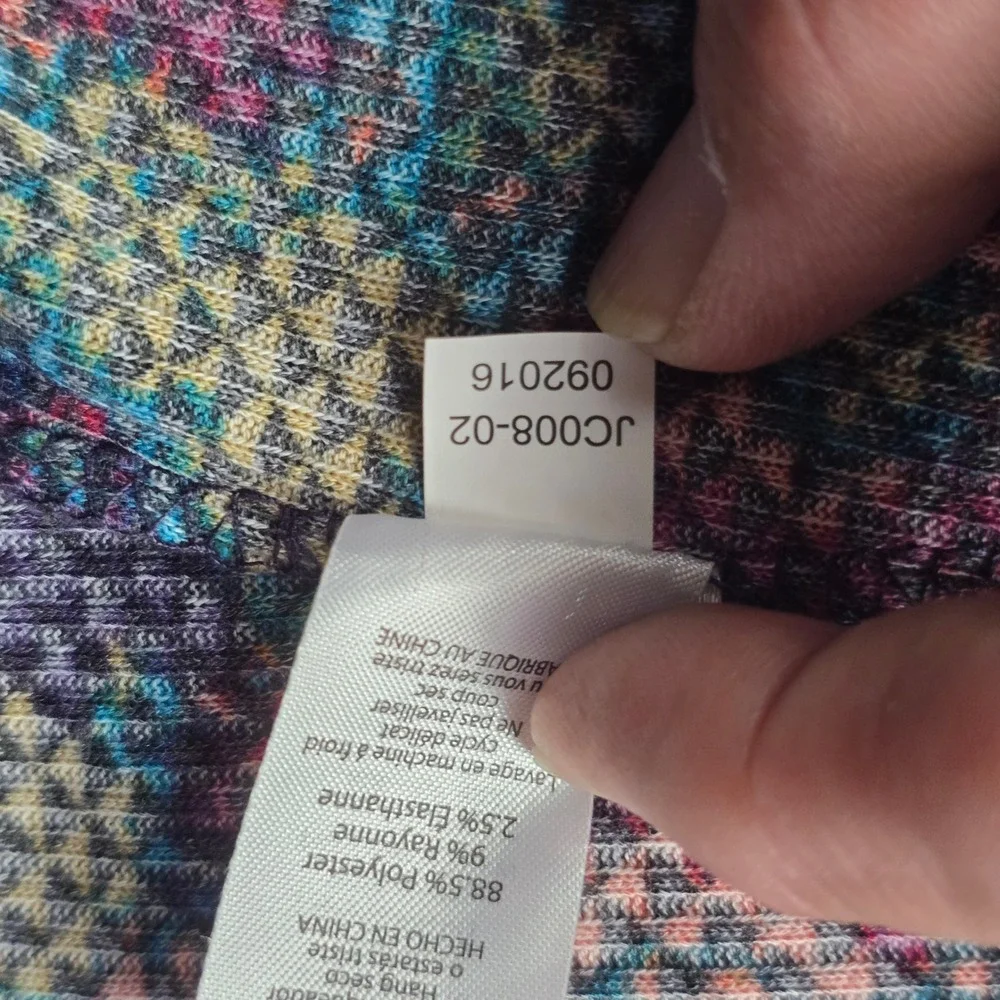 LuLaRoe Sarah Cardigan Large Open Front Duster Geometric Ribbed Knit Pockets